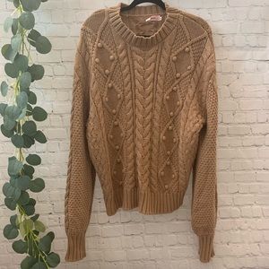 Large Elysium Crew Neck Crocheted Chunky Sweater